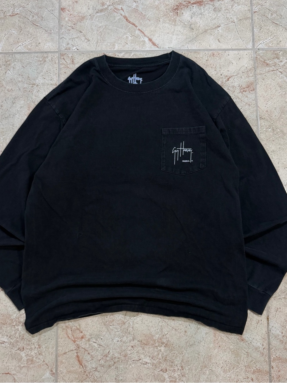 Guy Harvey Black Long Sleeve Pocket Tee